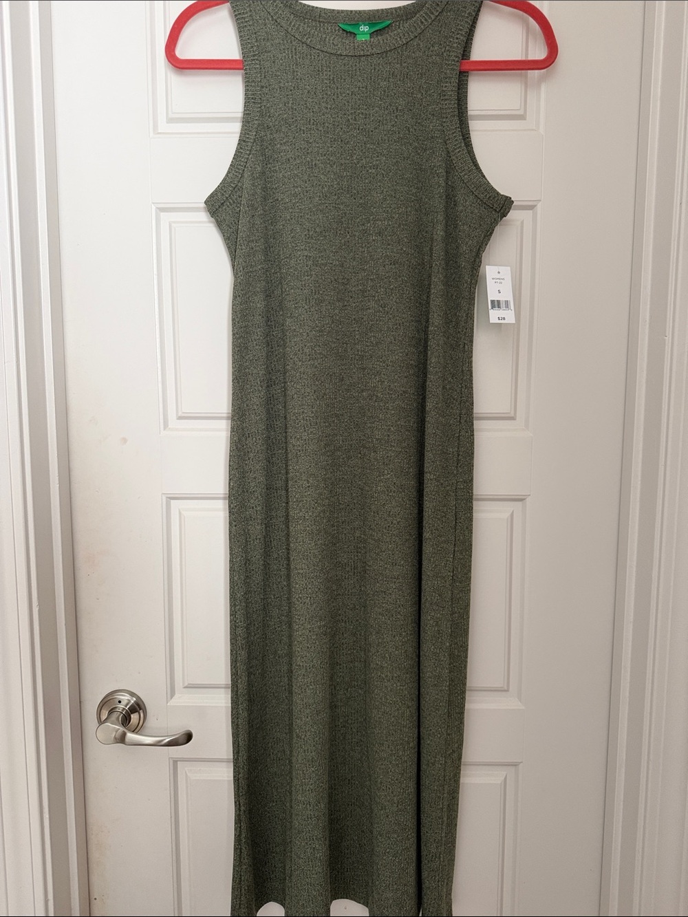 dip Olive Green Ribbed Sleeveless Maxi Dress